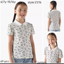 تی شرت یقه دار دخترانه 31224 سایز 6 تا 15 سال مارک JUNIORS