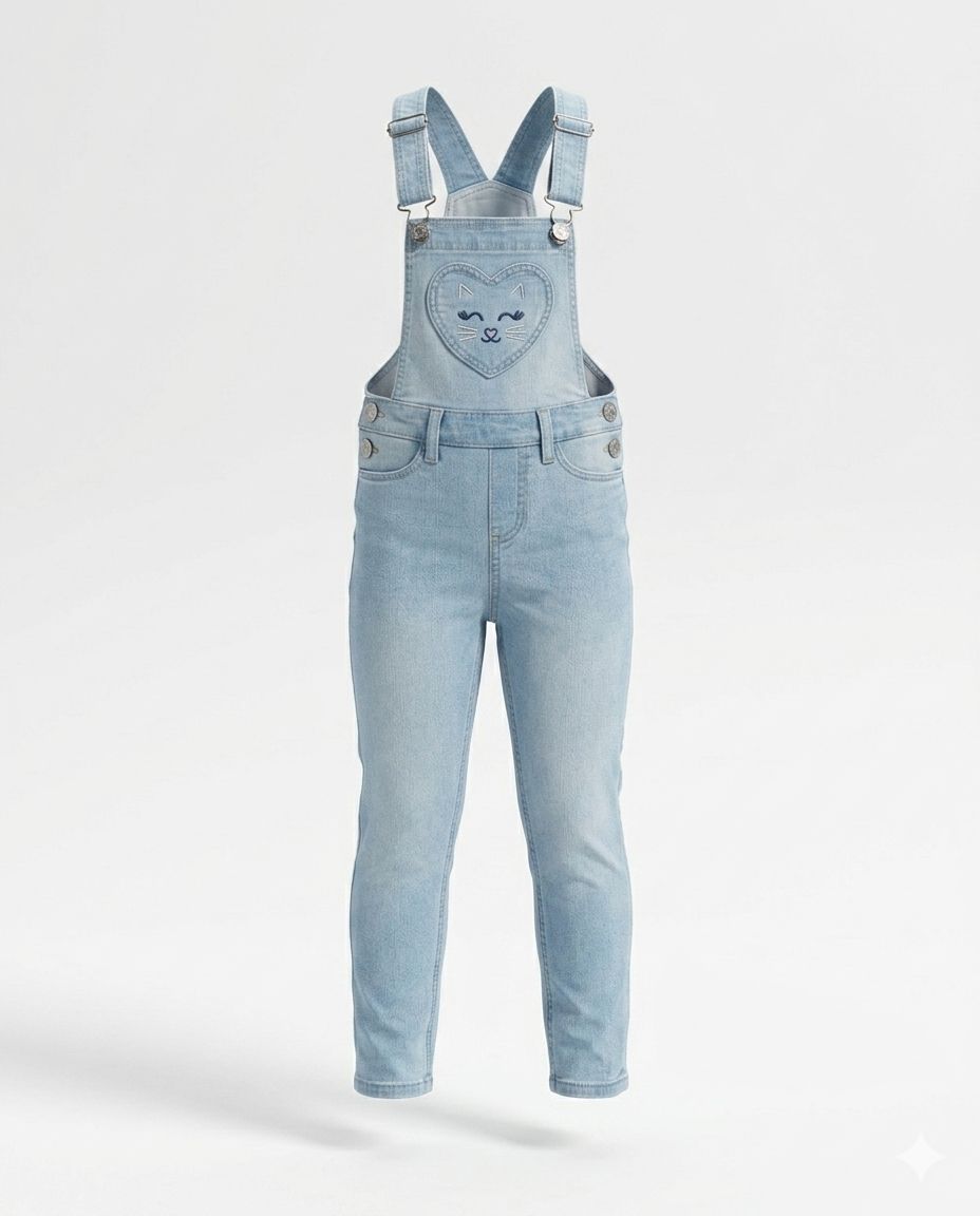 پیشبندار جینز دخترانه 31215 سایز 1.5 تا 10 سال مارک H&M