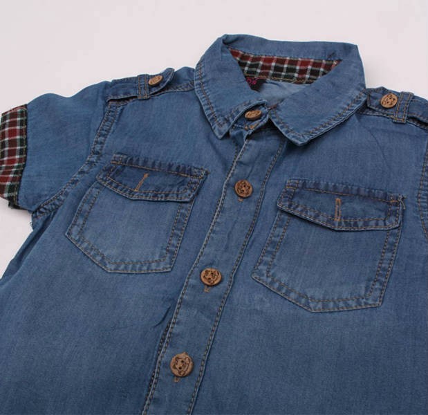 پیراهن جینز پسرانه 110204 سایز 3 تا 12 سال مارک WAXY KIDS