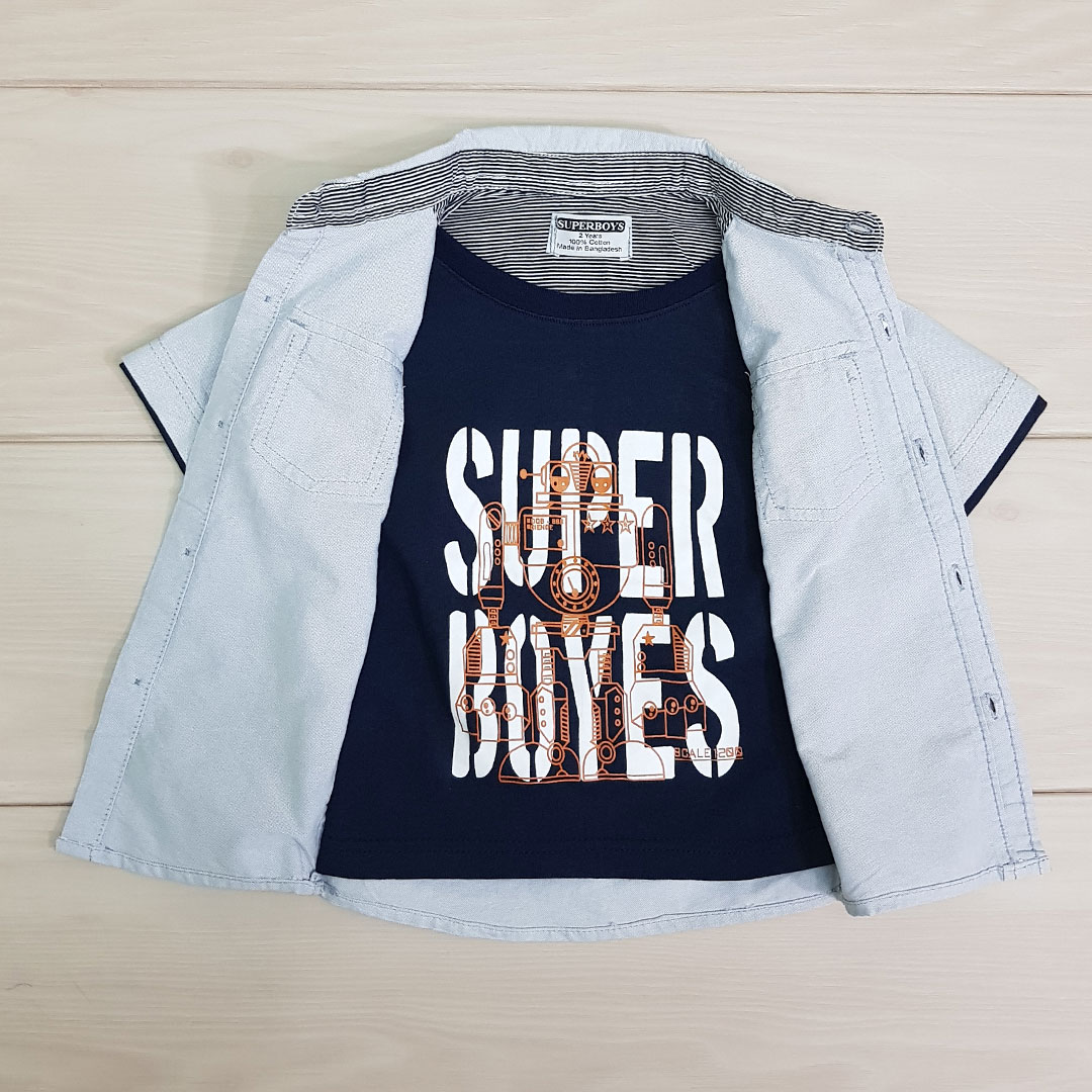 پیراهن پسرانه 21257 سایز 2 تا 8 سال مارک super boys
