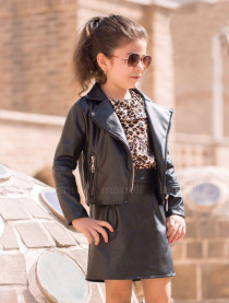 کاپشن چرم با دامن و پیراهن کرپ 6000911