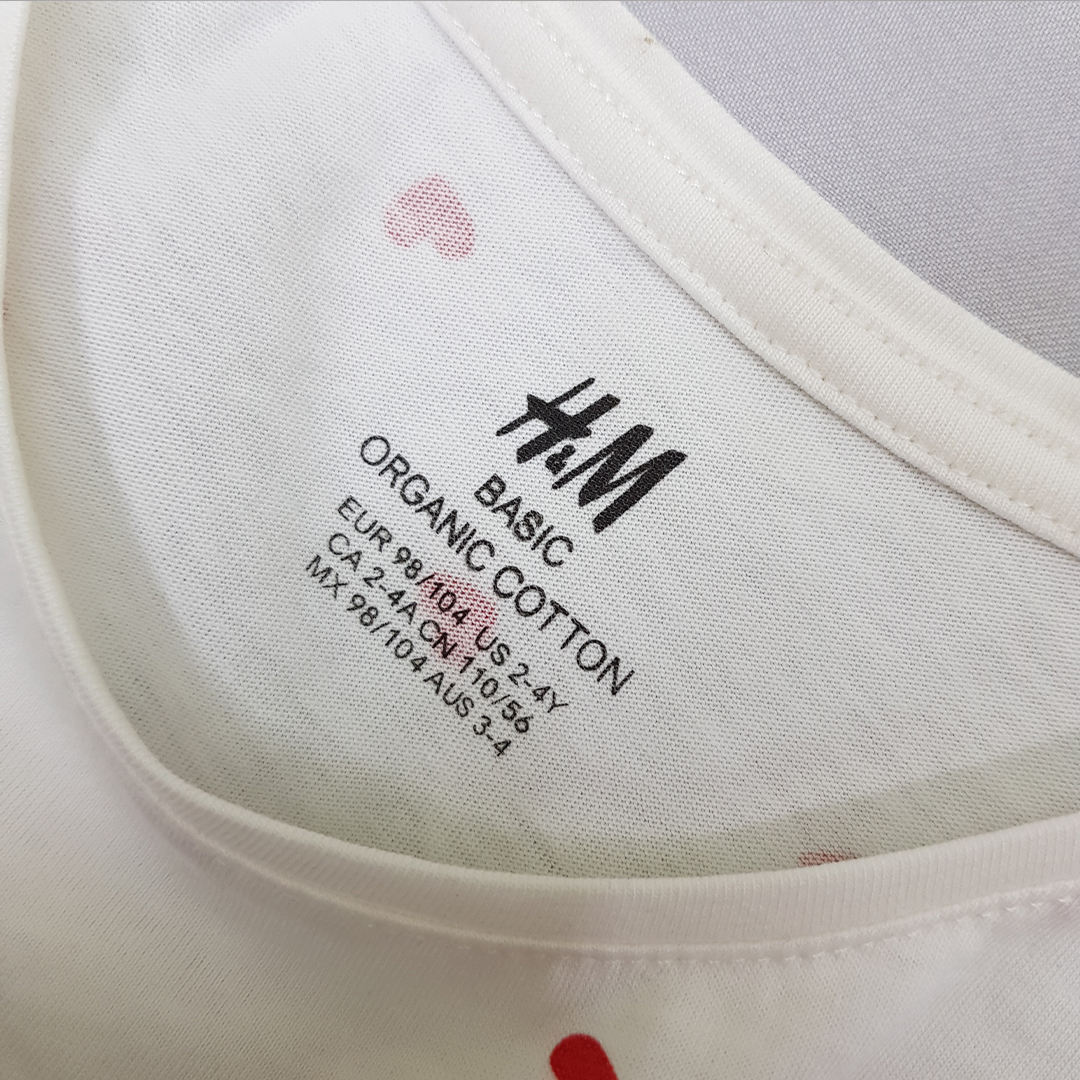 تی شرت دخترانه 31175 سایز 1.5 تا 8 سال مارک H&M