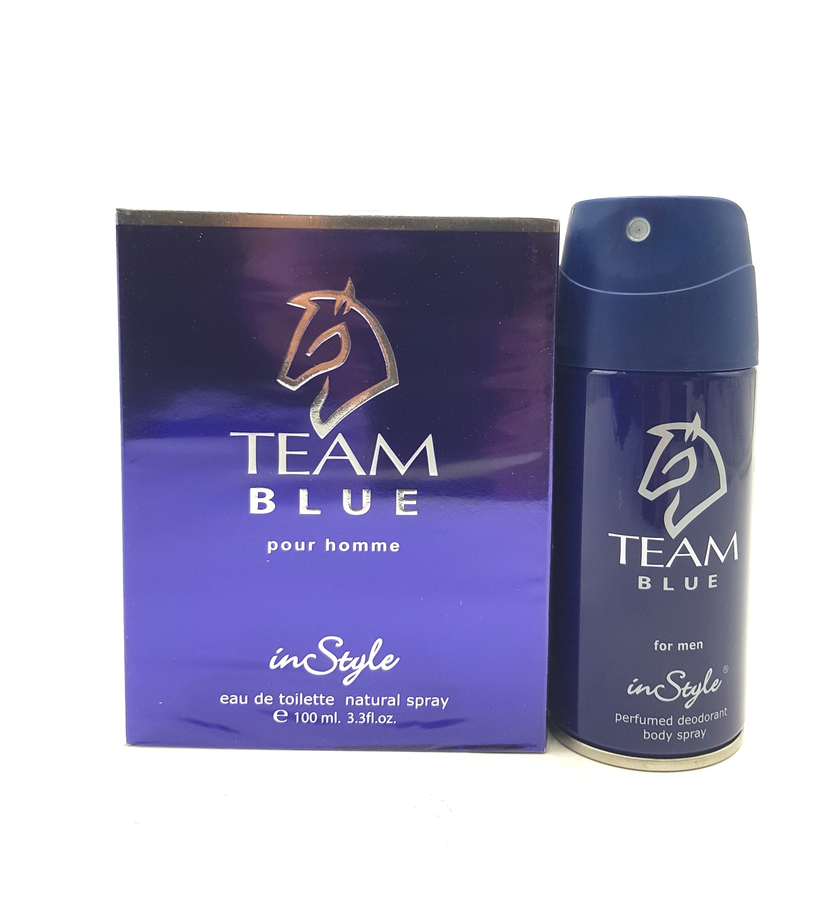 ست ادکلن و اسپری مردانه InStyle Team Blue eau de toilette perfumed deodorant bodst bost کد 409037