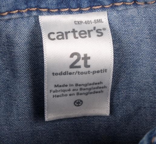 مانتو جینز کاغذی دخترانه 11713 سایز 2 تا 8 سال مارک Carters