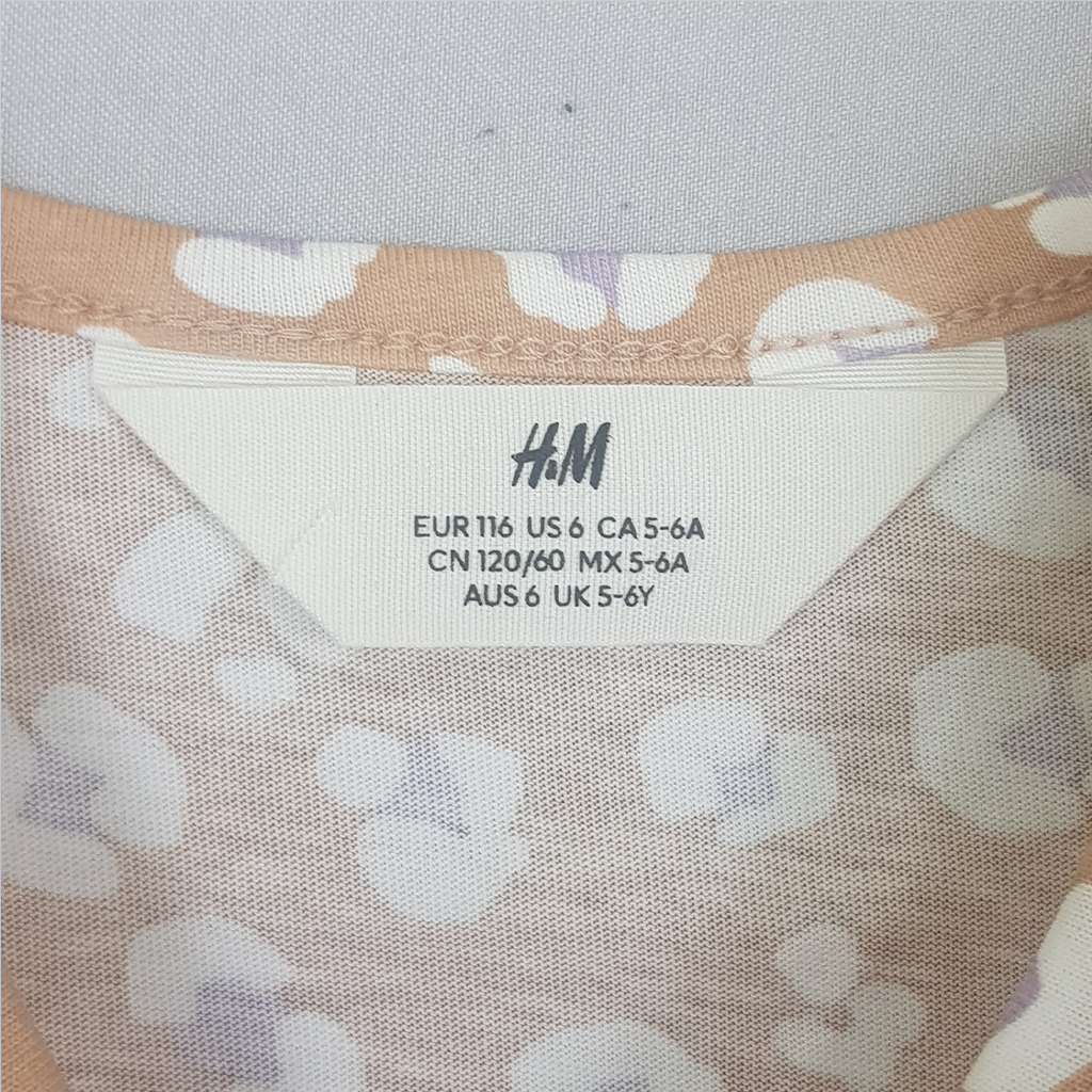 تی شرت دخترانه 22372 سایز 2 تا 9 سال مارک H&M
