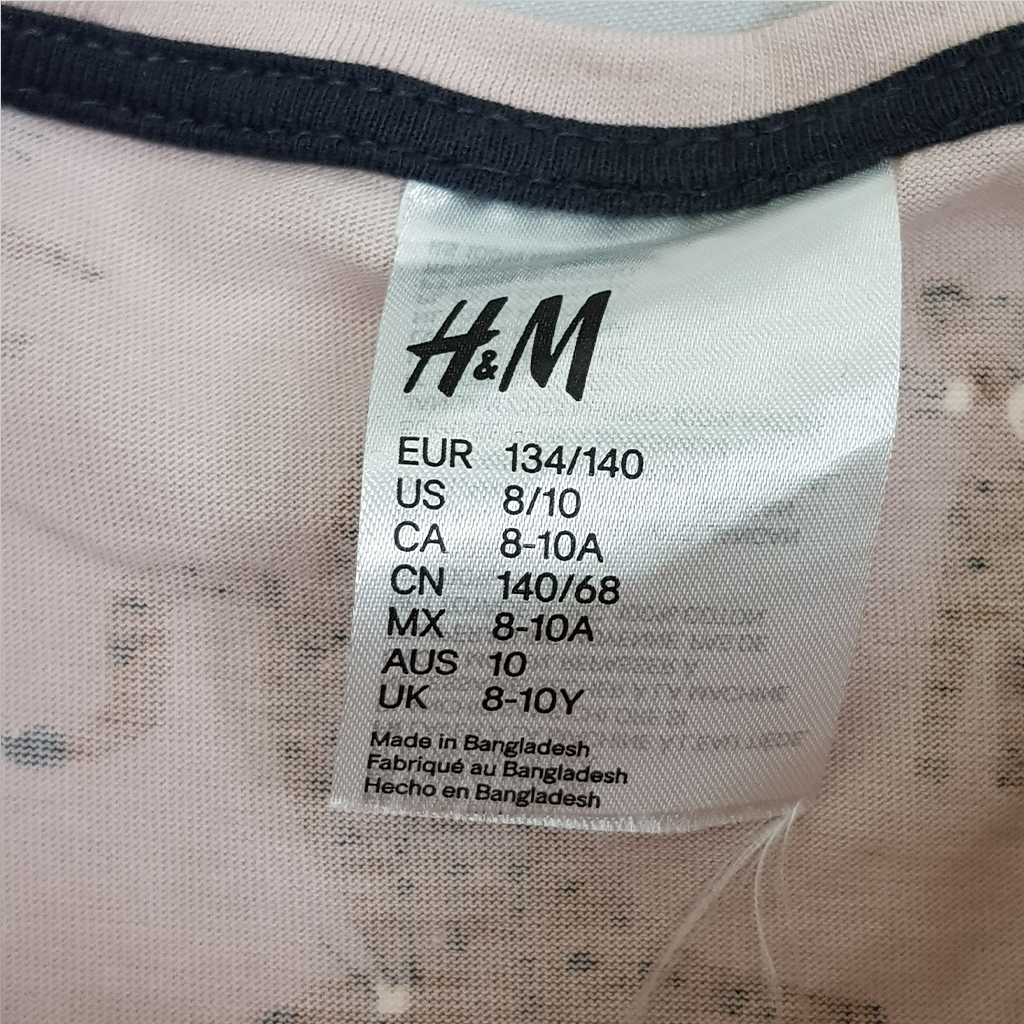 تی شرت دخترانه 22639 سایز 5 تا 12 سال مارک H&M