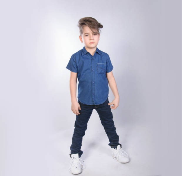 پیراهن جینز پسرانه 100873 سایز 2 تا 8 سال مارک MB