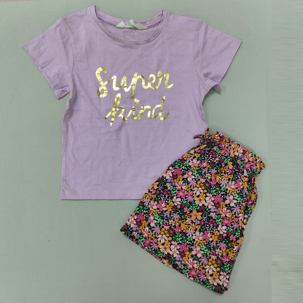 ست تی شرت دامن دخترانه 28071 سایز 1.5 تا 10 سال مارک H&M