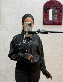 شومیز نگین دار کراپی زنانه کد 417898