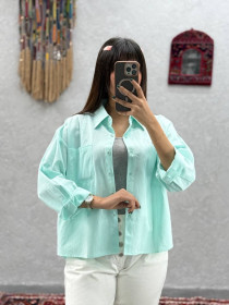 شومیز ساده پاستیلی زنانه کد 418027