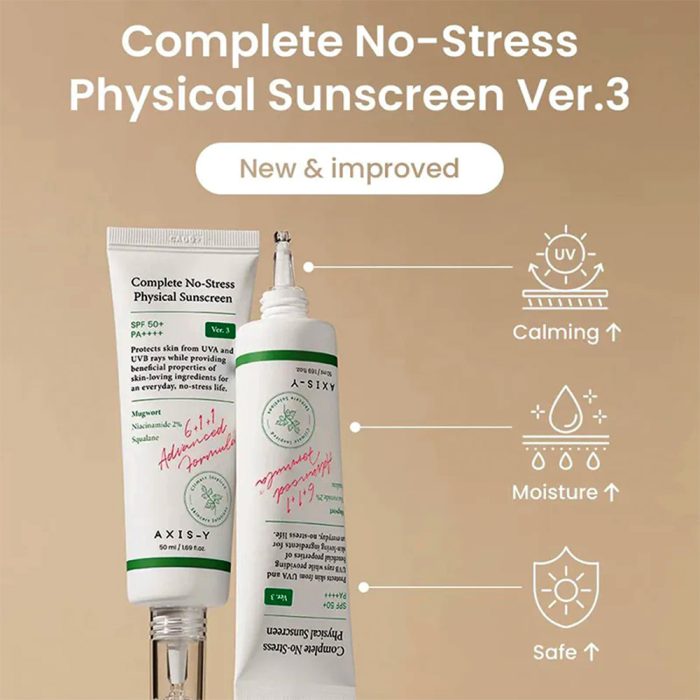 ضدآفتاب فیزیکی اکسپیس وای – AXIS-Y Complete No-Stress Physical Sunscreen sunscreen ۵۰ml کد 2685