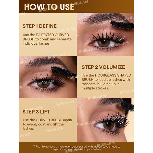 ریمل دو سر مولتی افکت شیگلم SHEGLAM All-In-One 24K Multi-Effect Mascara  کد 2716