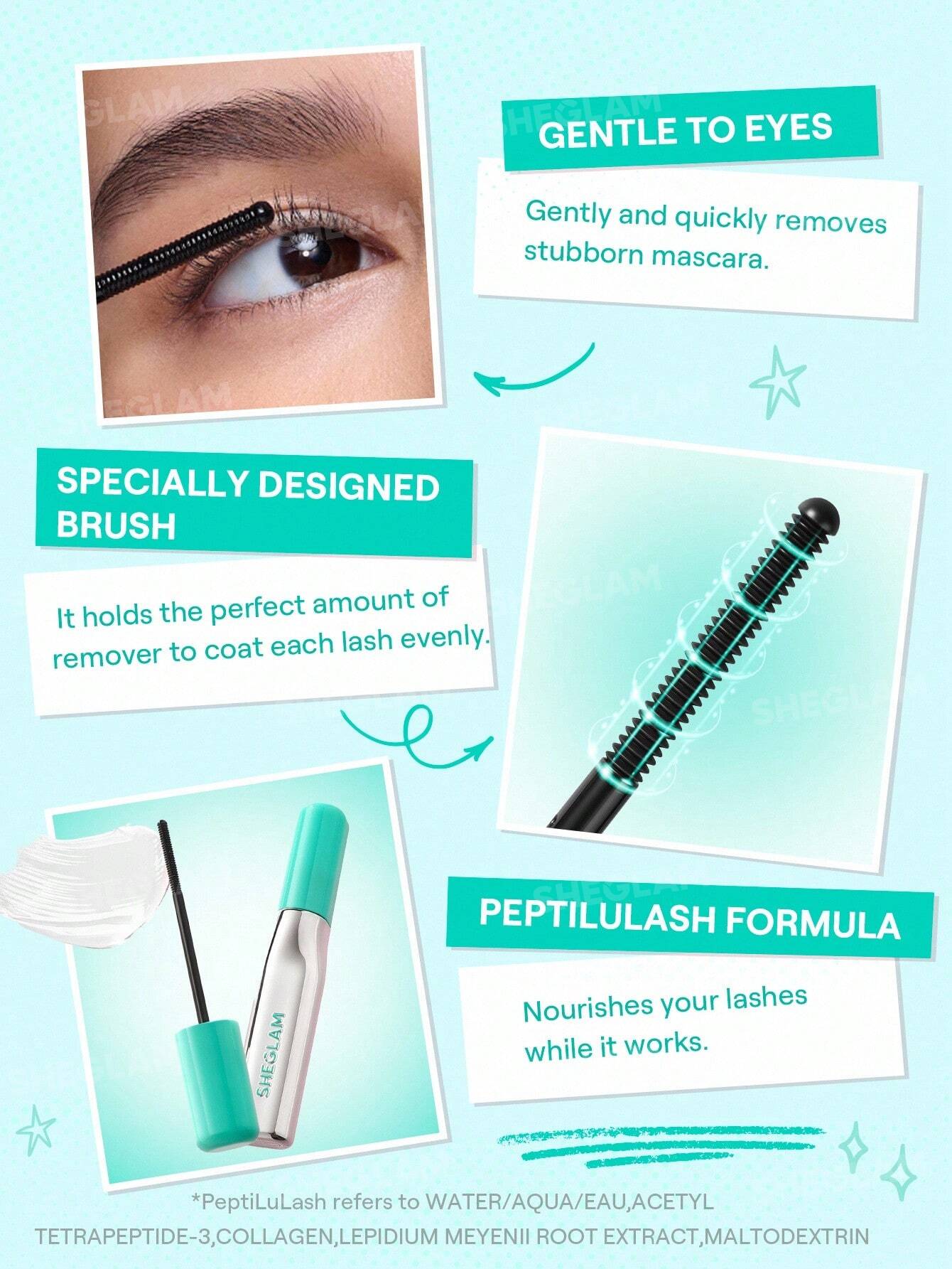 ریمل درمانی و پاک‌کننده آسان مژه SHEGLAM Lashlighter Ez Remove Lash Treatment  کد 2725