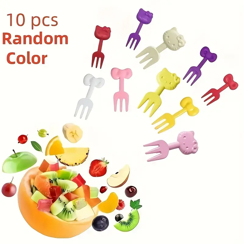بسته 10 تایی چنگال میوه فانتزی طرح هلو کیتی (Hello Kitty) کد 2509