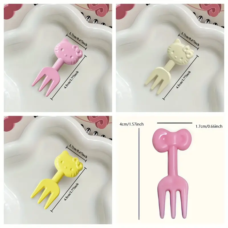 بسته 10 تایی چنگال میوه فانتزی طرح هلو کیتی (Hello Kitty) کد 2509