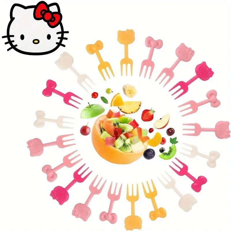 بسته 10 تایی چنگال میوه فانتزی طرح هلو کیتی (Hello Kitty) کد 2509