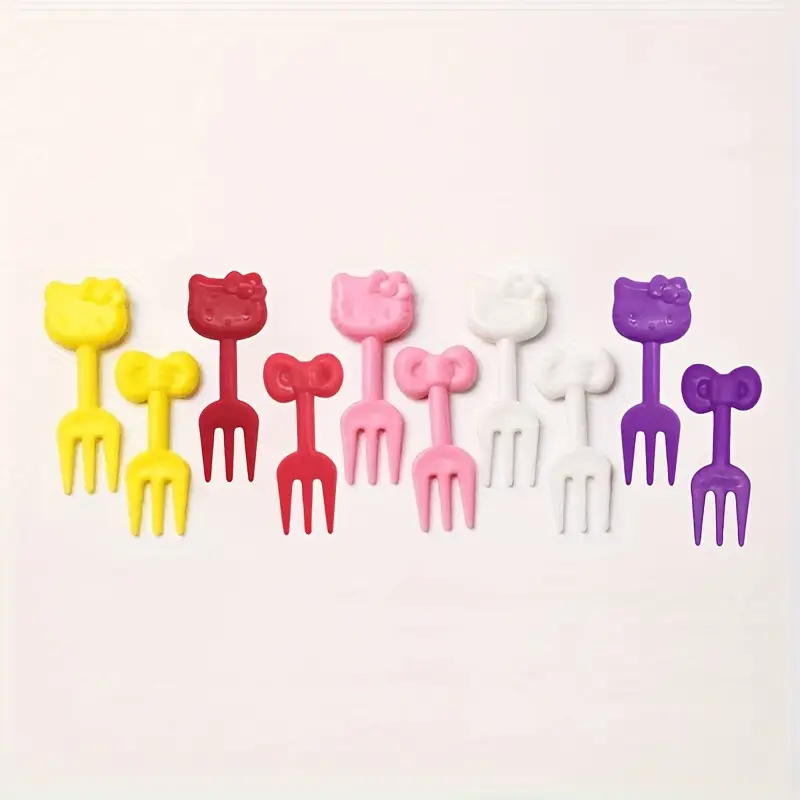بسته 10 تایی چنگال میوه فانتزی طرح هلو کیتی (Hello Kitty) کد 2509