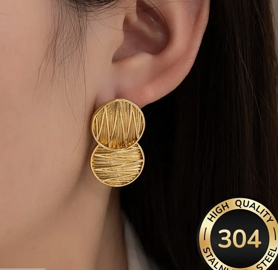 گوشواره‌های دایره‌ای هندسی استیل ضد زنگ کد 2668