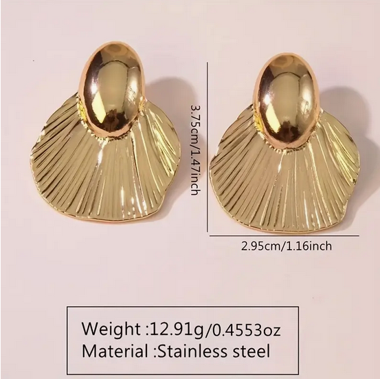 گوشواره استیل ضد زنگ طرح بادبزنی فرانسوی کد 2672