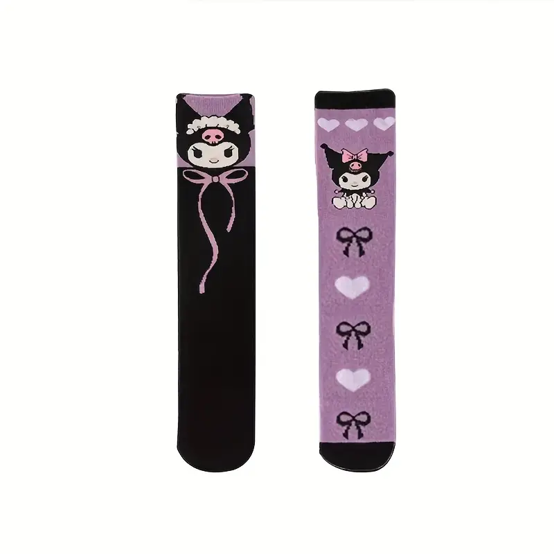 بسته 4 جفتی جوراب ساق بلند دخترانه طرح (Kuromi) کد 2547