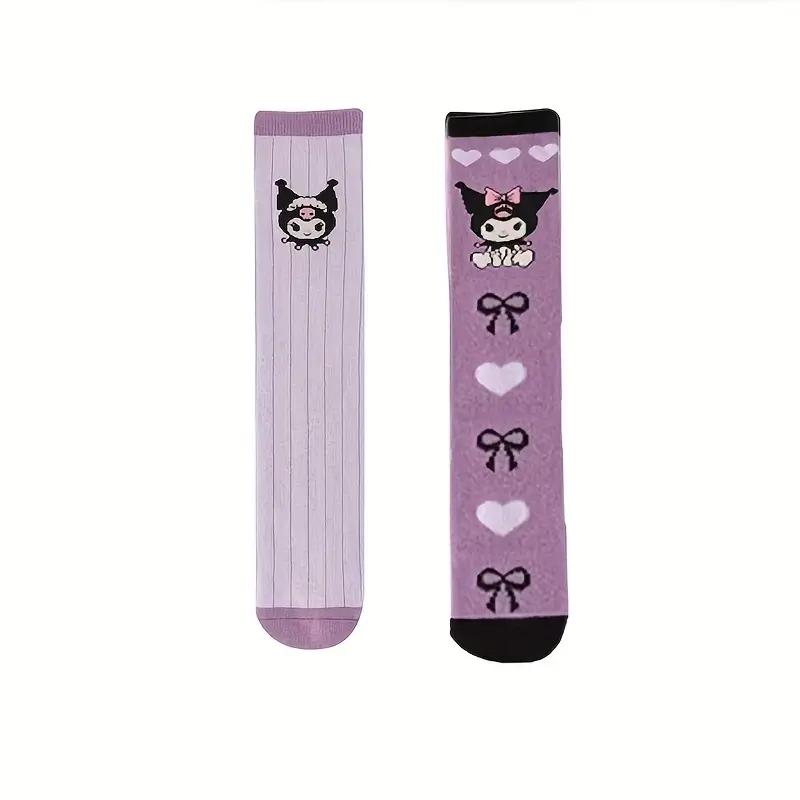 بسته 4 جفتی جوراب ساق بلند دخترانه طرح (Kuromi) کد 2547