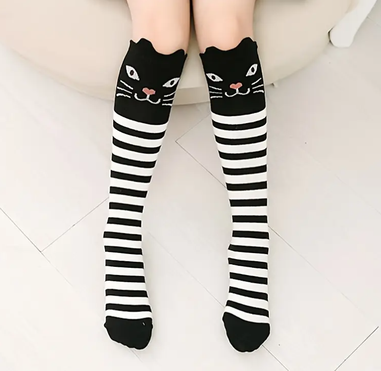 1 جفت جوراب ساق بلند دخترانه طرح Stripe کد 3066 (7.06)