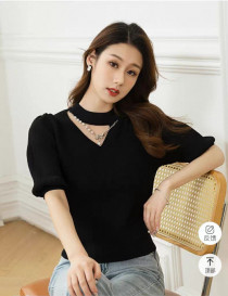 بلوز کریستال آستین کوتاه قواره دار زنانه کد 418340