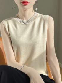 تاپ بافت یقه نگینی زنانه کد 418348