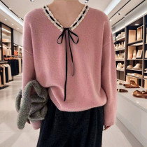 بلوز بافت پاپیون دار گرم بالا زنانه کد 417479