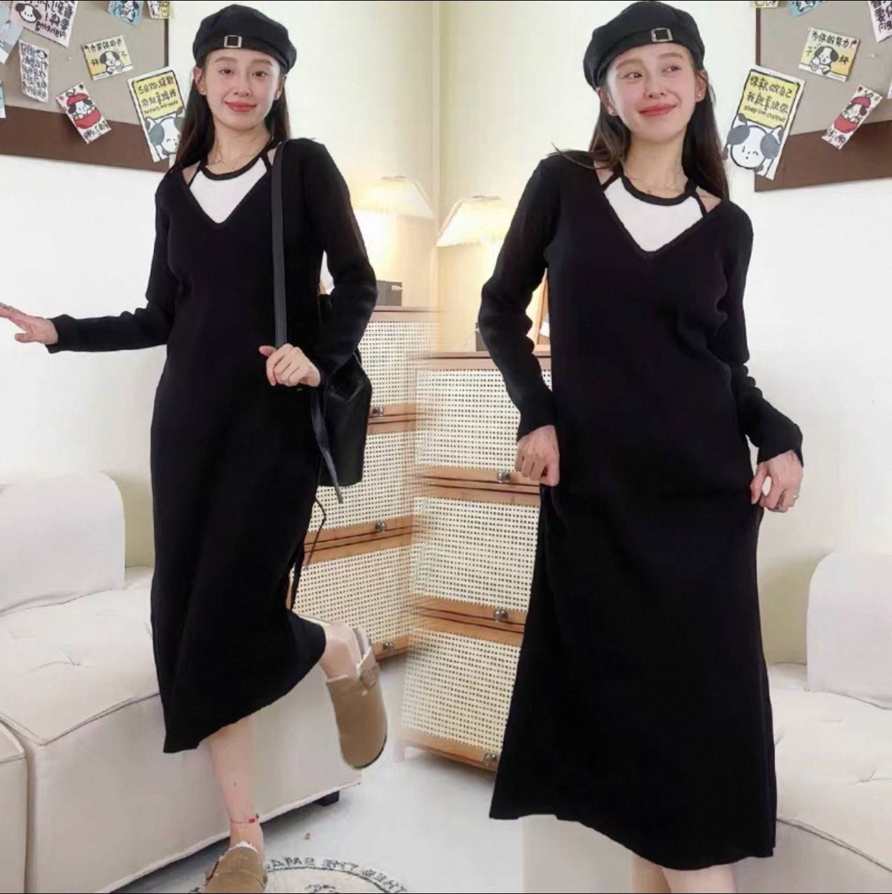 پیراهن بافت گرم بالا زنانه کد 417488