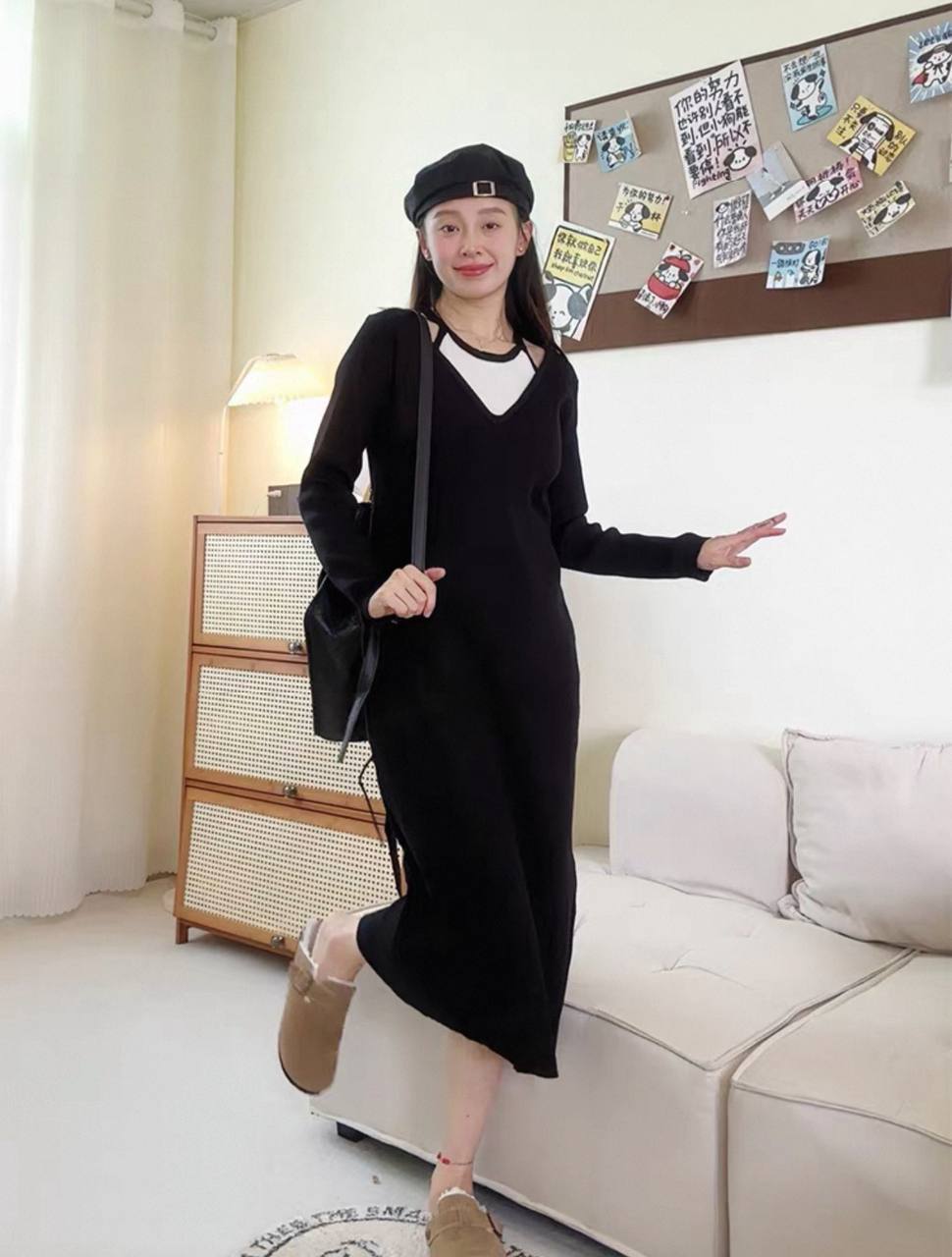 پیراهن بافت گرم بالا زنانه کد 417488