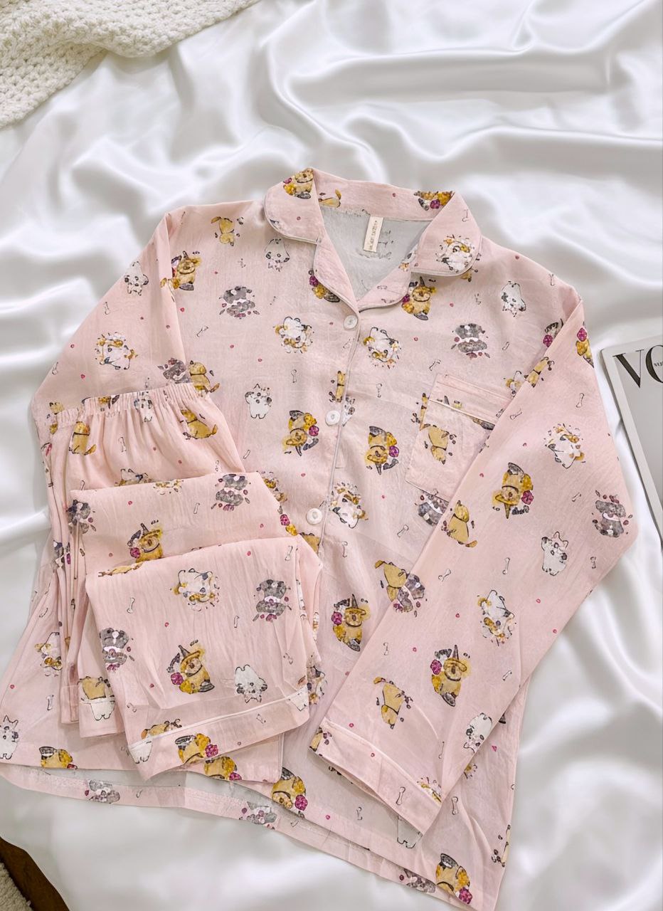 ست دو تیکه موسیلین نخی آستین بلند زنانه کد 418635