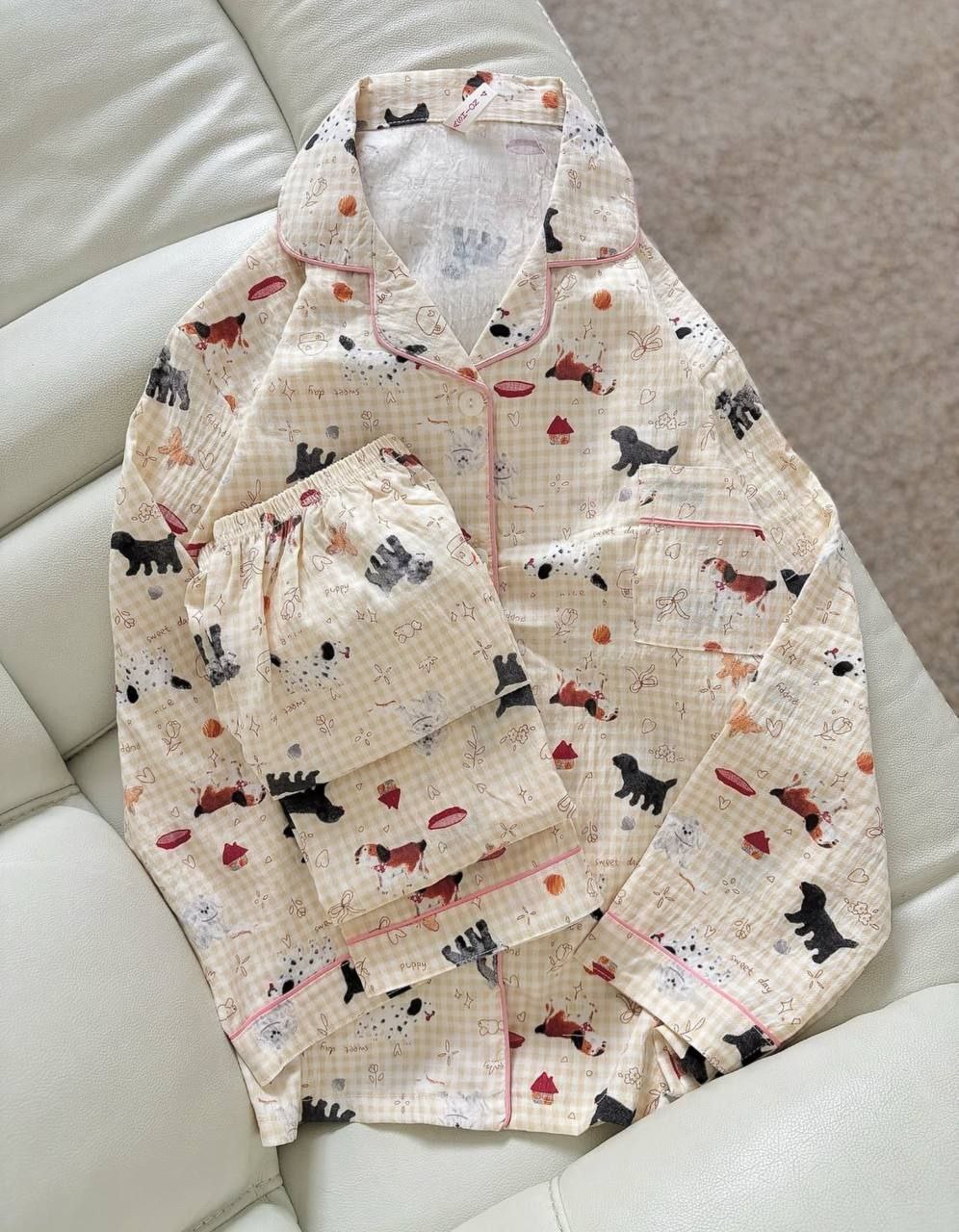 ست دو تیکه موسلین نخی آستین بلند زنانه کد 418715