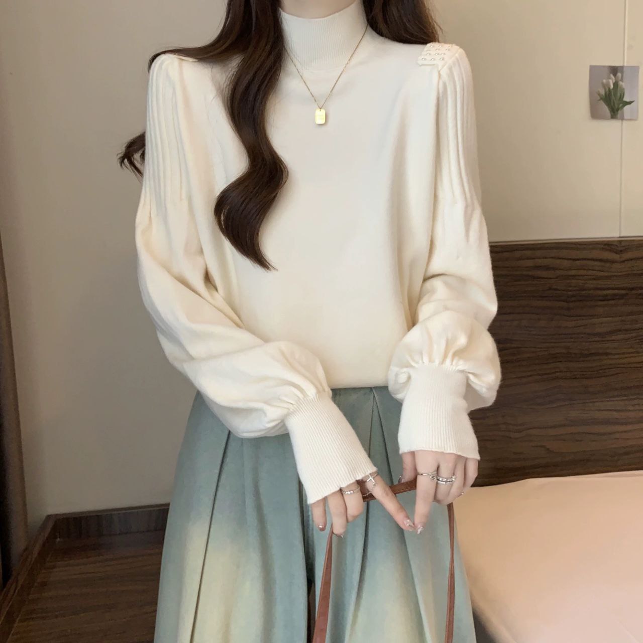 بلوز بافت قواره دار مروارید کار شده زنانه کد 418729