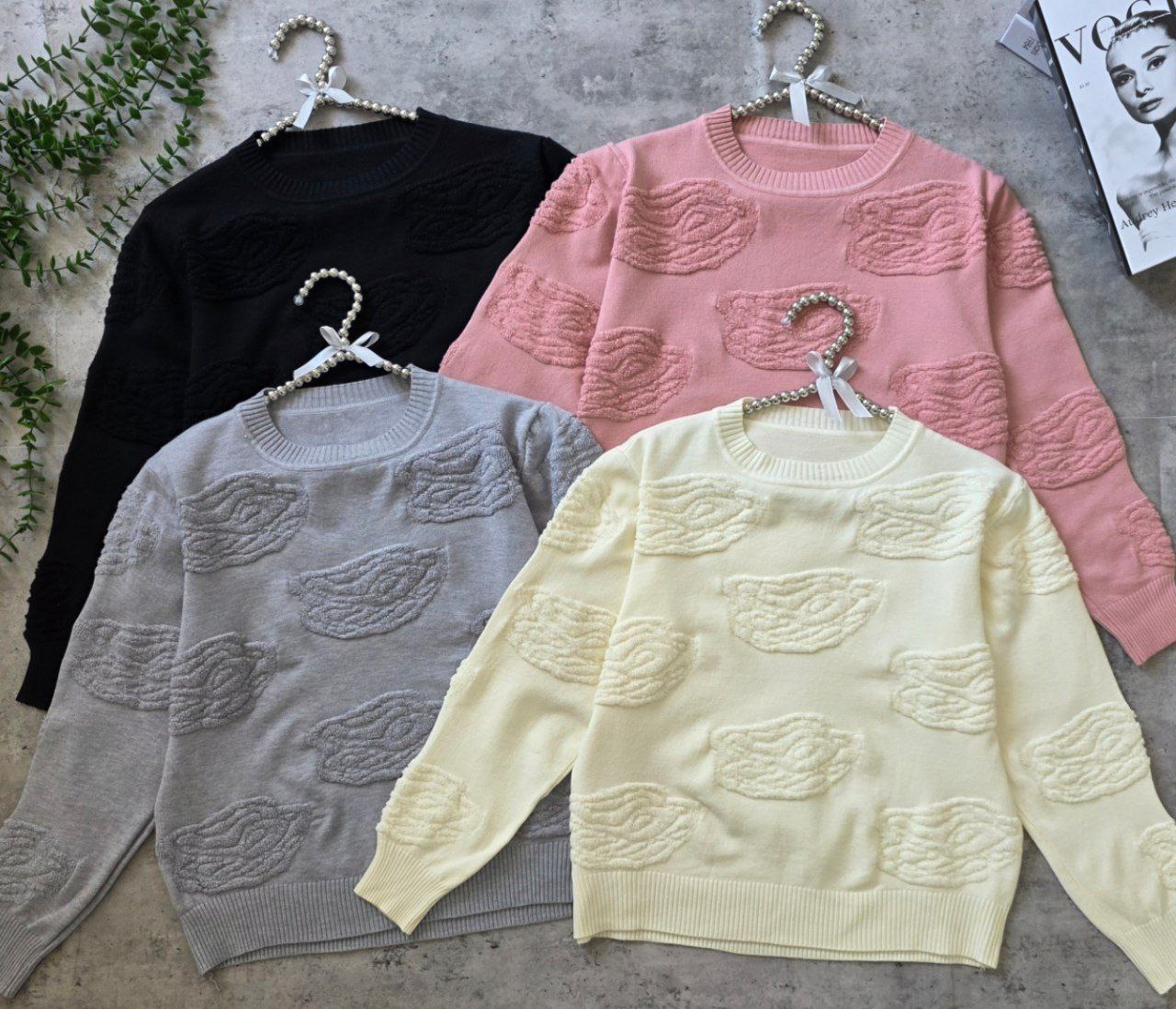 بلوز بافت برجسته گرم بالا زنانه کد 418753