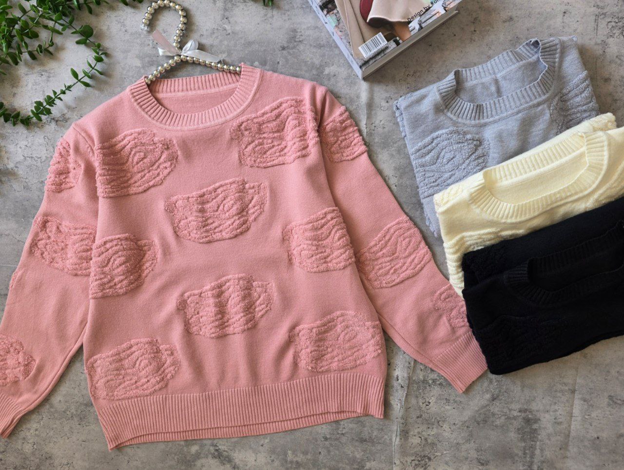 بلوز بافت برجسته گرم بالا زنانه کد 418753