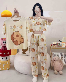 ست سه تیکه تیشرت کراپ شلوار دخترانه کد 418766