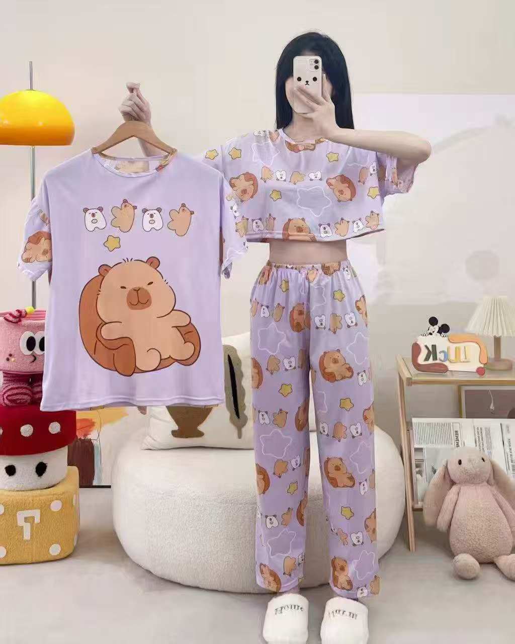 ست سه تیکه تیشرت کراپ شلوار دخترانه کد 418768