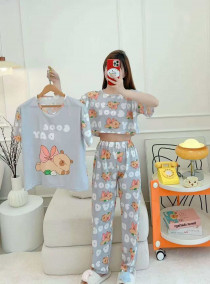 ست سه تیکه تیشرت کراپ شلوار دخترانه کد 418769