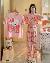 ست سه تیکه تیشرت کراپ شلوار دخترانه کد 418782