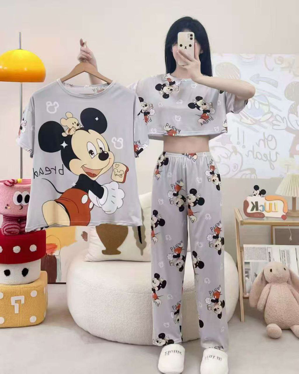 ست سه تیکه تیشرت کراپ شلوار دخترانه کد 418784