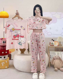 ست سه تیکه تیشرت کراپ شلوار دخترانه کد 418795