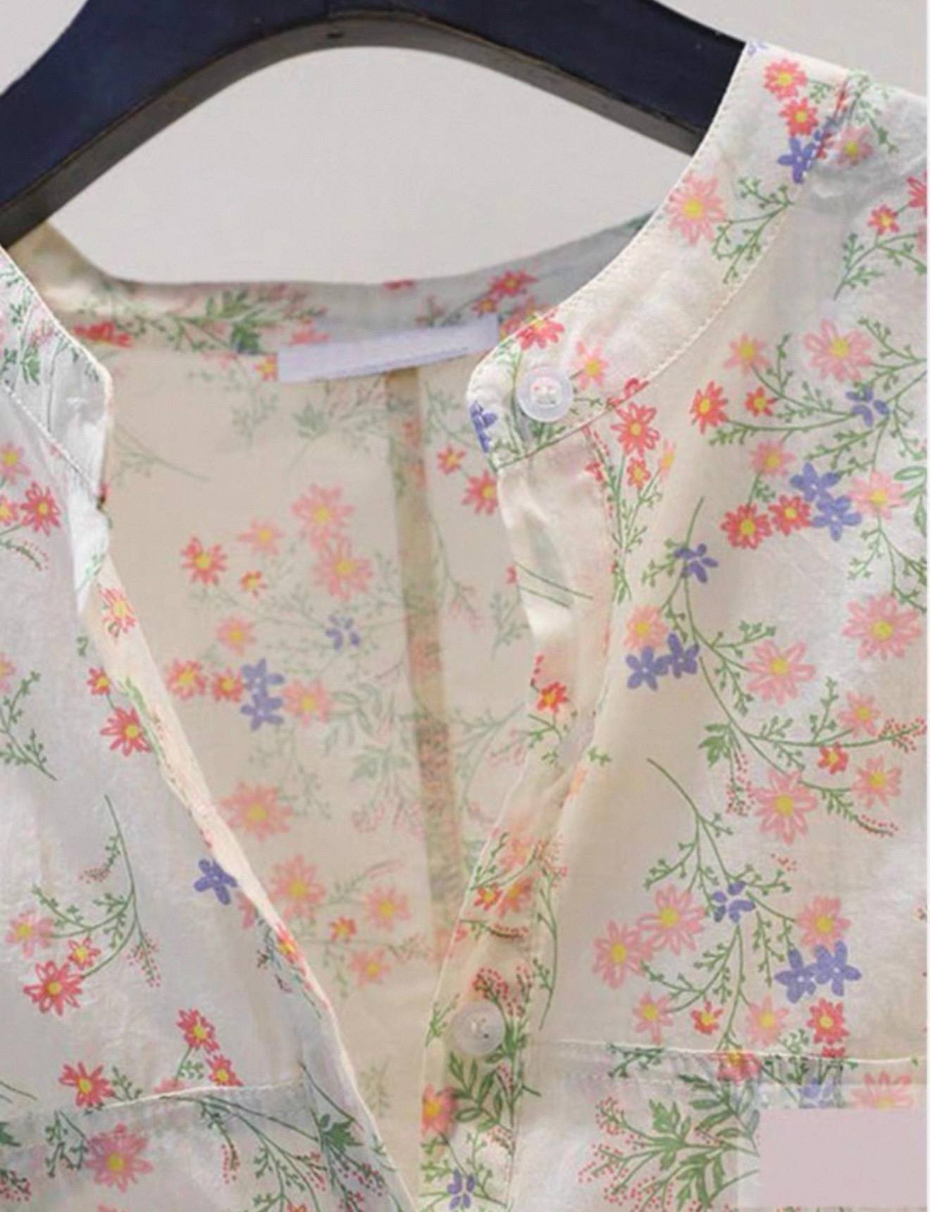 شومیز گل گلی لنین سبک زنانه کد 418860