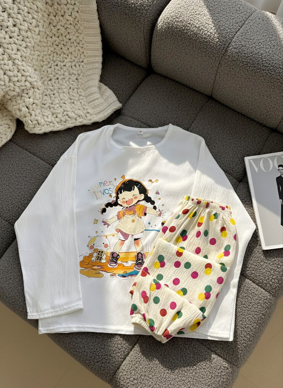 ست دو تیکه نخ کریشه آستین بلند دخترانه کد 418867