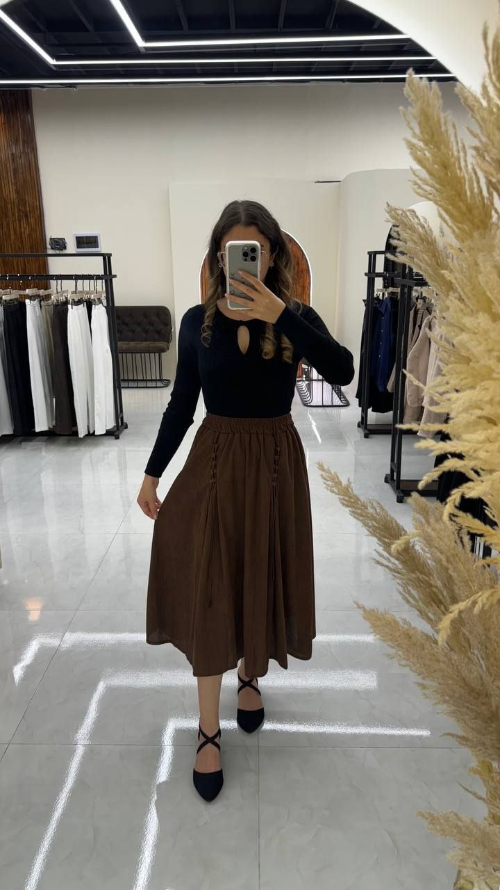 دامن مخمل کبریتی زنانه کد 419372