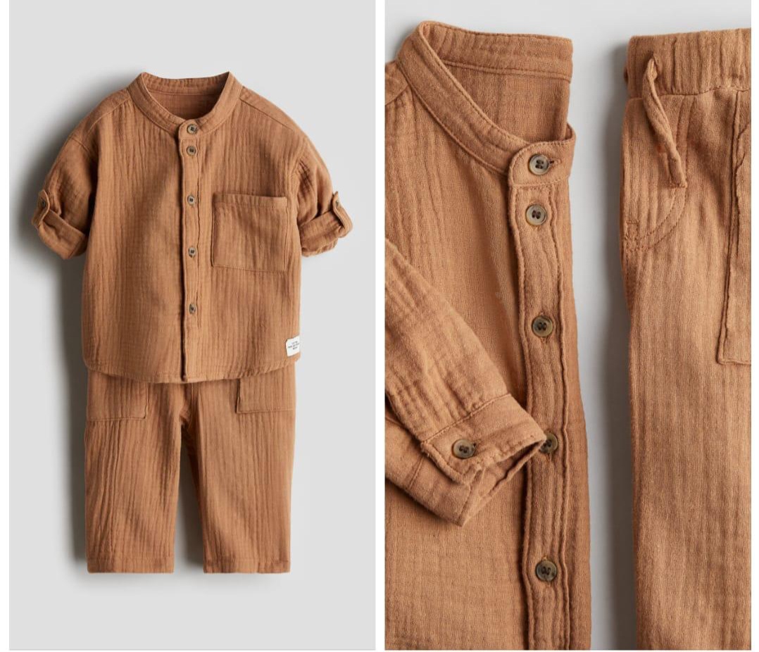 ست پیراهن و شلوار پسرانه 31741 سایز 9 ماه تا 6 سال مارک H&M