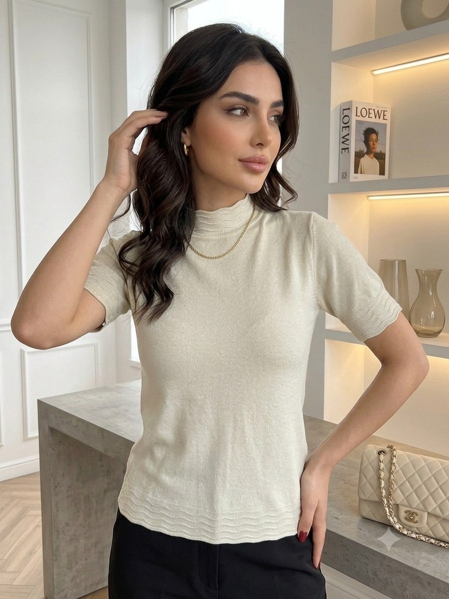 بلوز بافت آستین کوتاه کد 420342