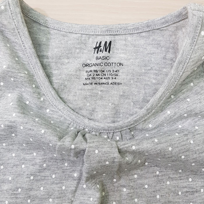 تی شرت دخترانه 20348 سایز 1.5 تا 10 سال مارک H&M