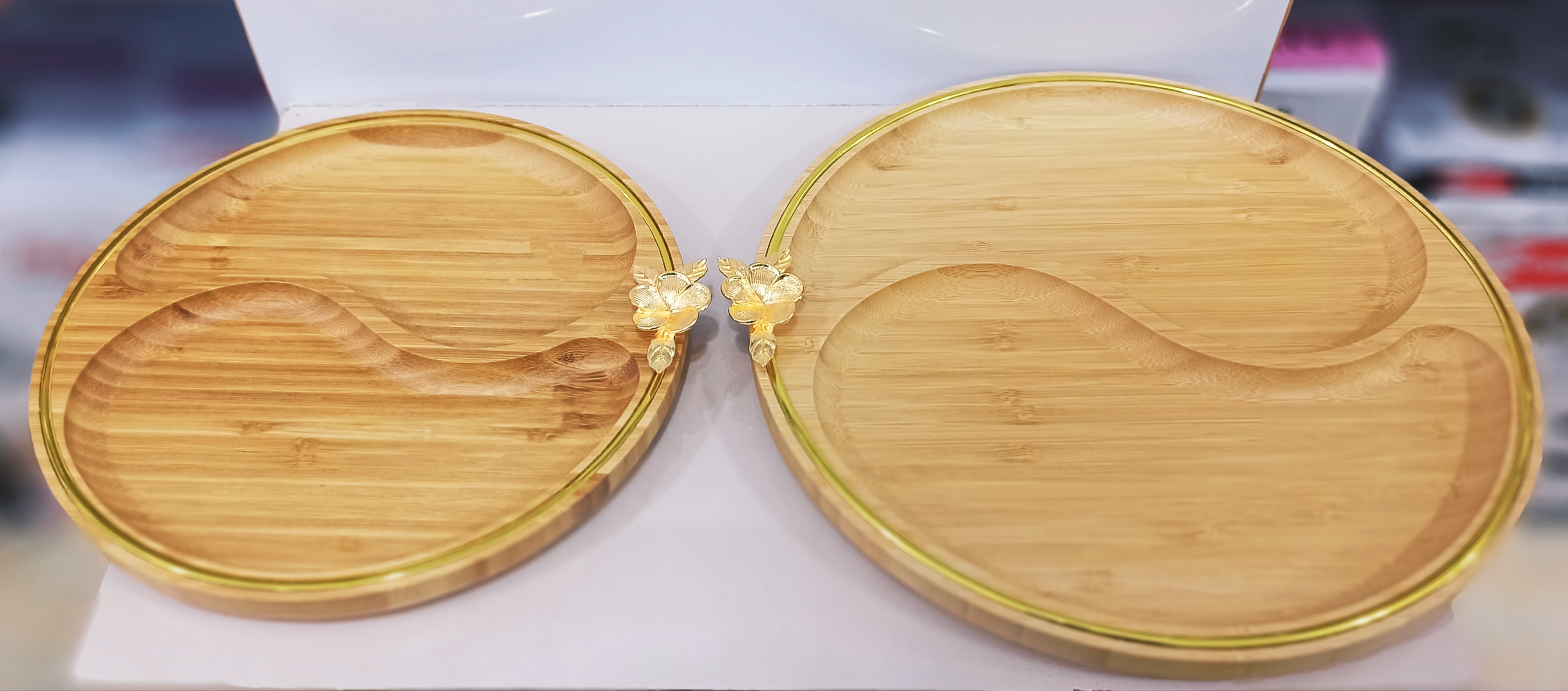 اردو خوری چوبی خط طلایی پک دو عددی کد 801725