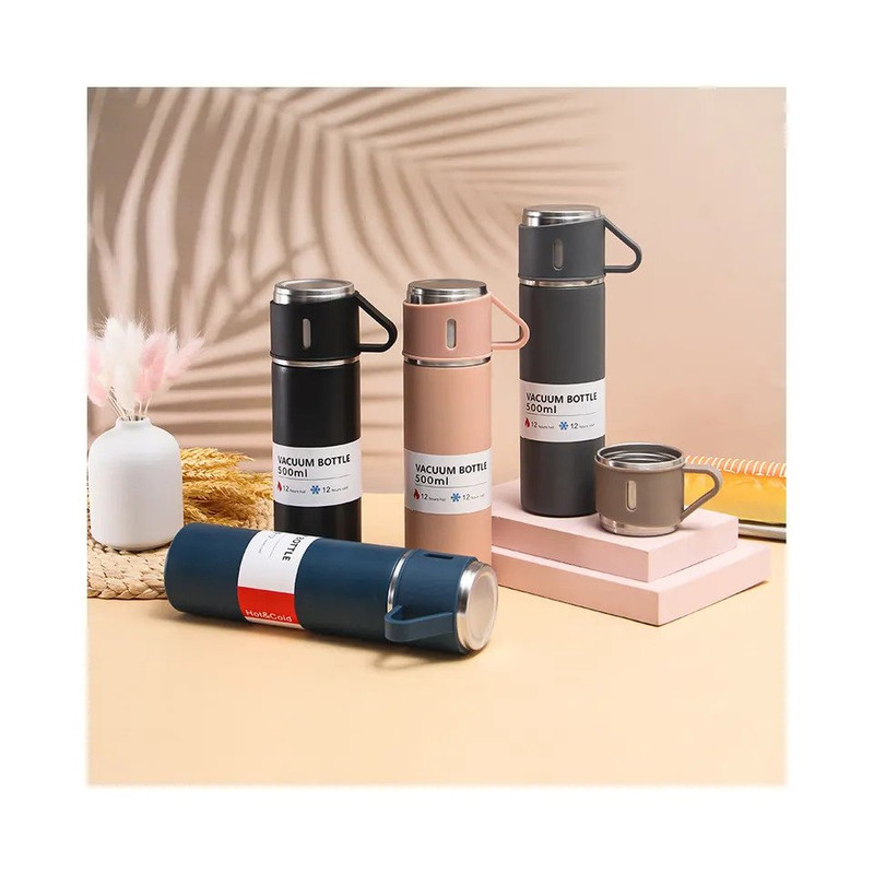 فلاسک مدل 3 کاپ VACUUM گنجایش 0.5 لیتر به همراه لیوان مجموعه 3 عددی کد802142